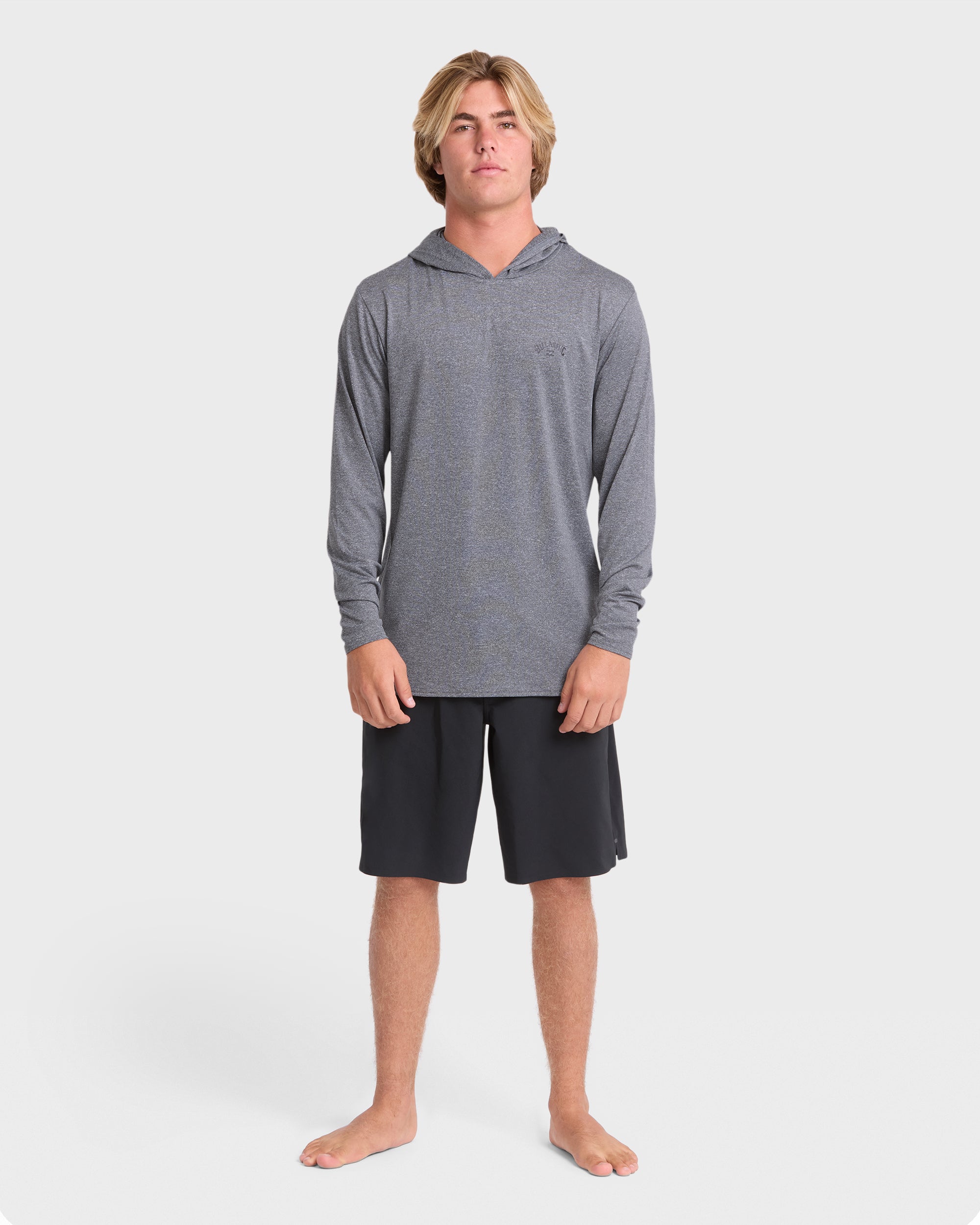 Arch Mesh Hooded UPF 50 Long Sleeve Surf Tee - Light Gray Heather