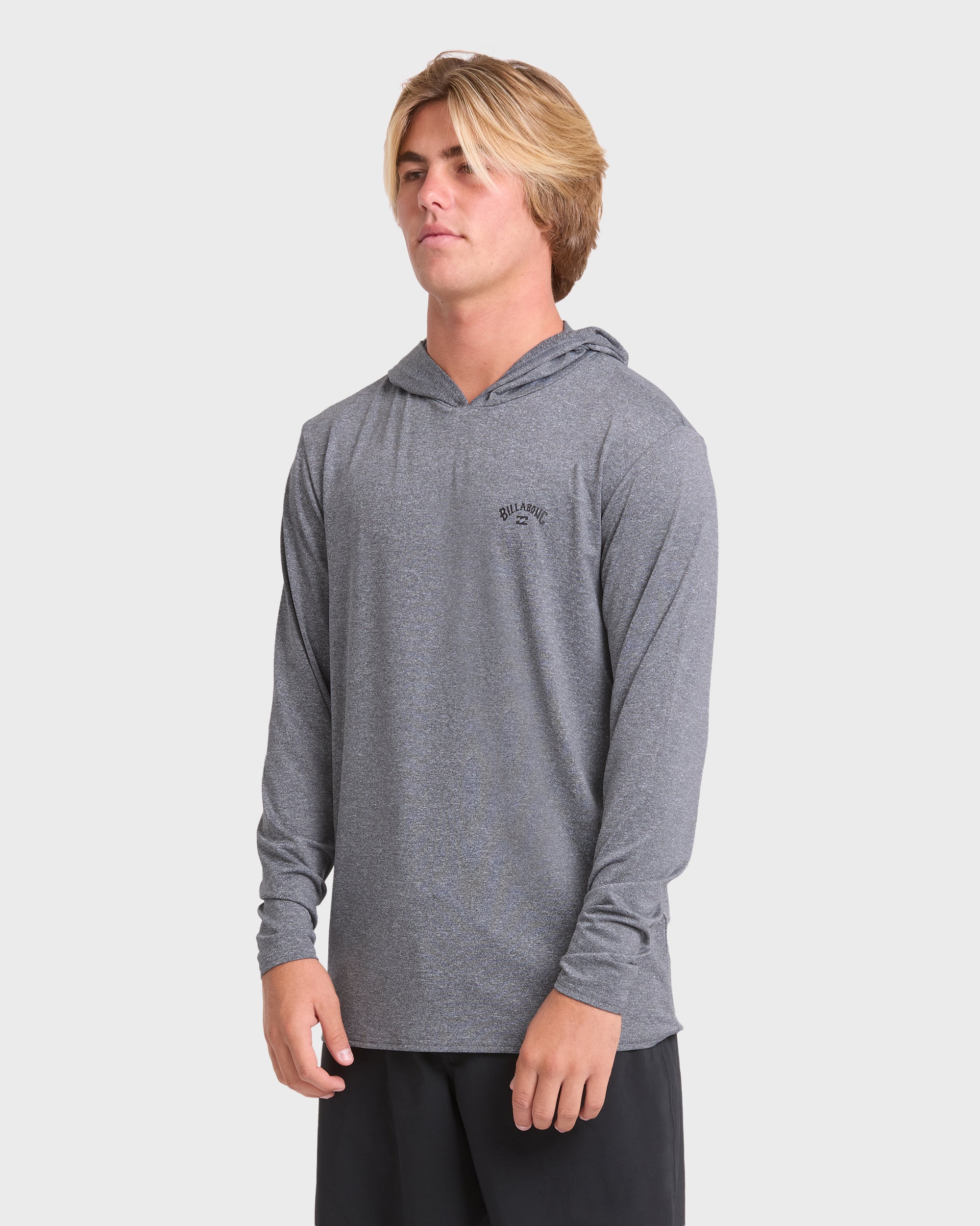 Arch Mesh Hooded UPF 50 Long Sleeve Surf Tee - Light Gray Heather