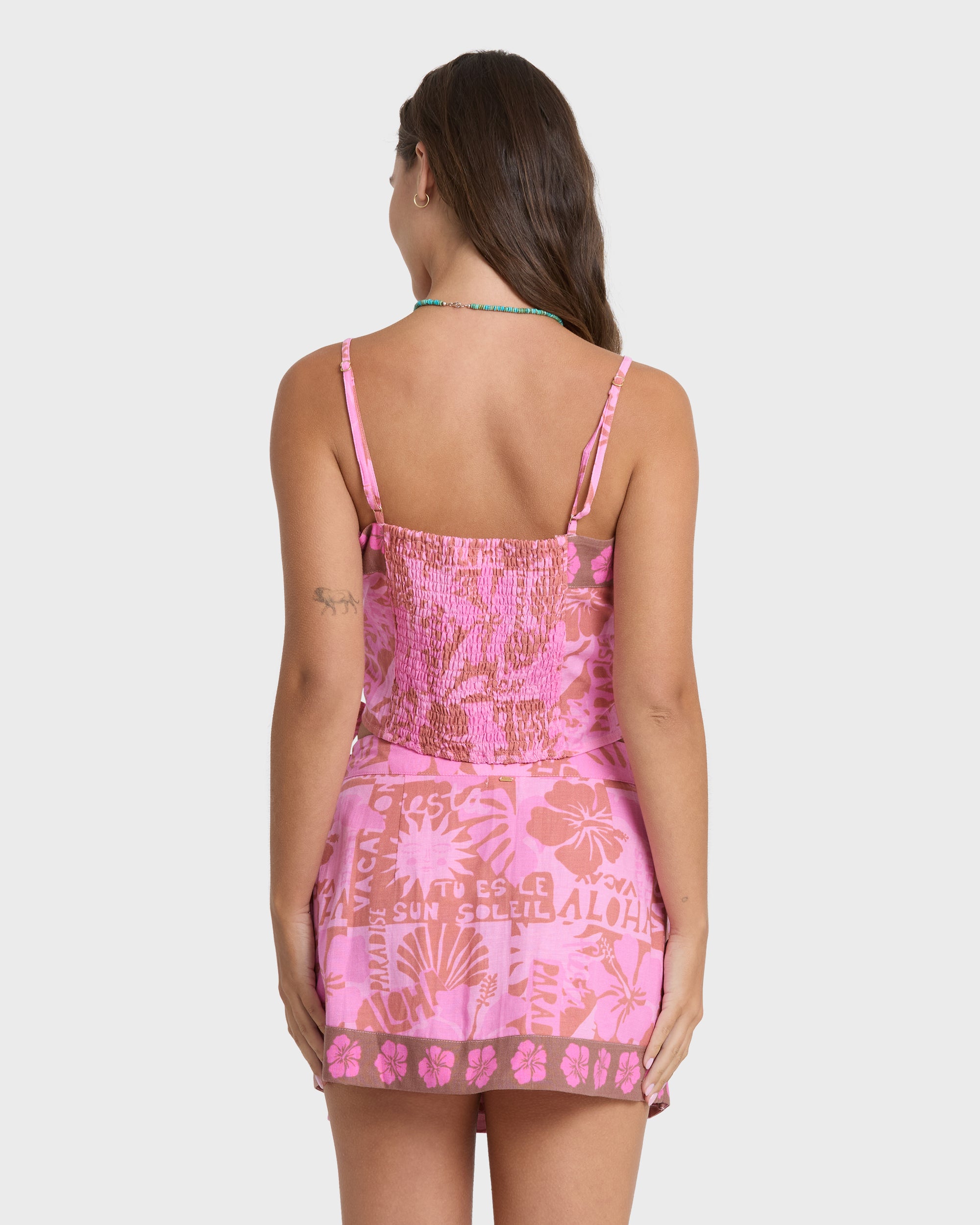 Sun Faded Yarn-Dyed Wrap Mini Skirt - Party Pink