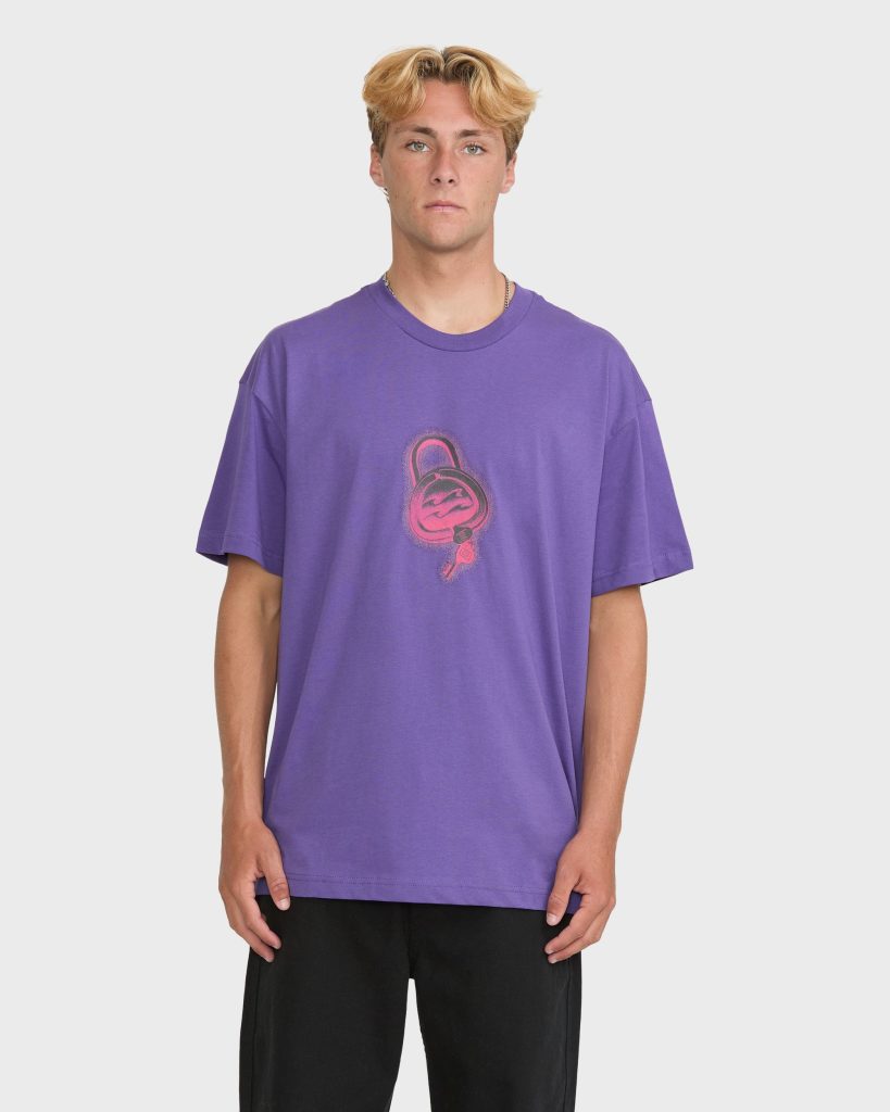 Spec Lock Short Sleeve Knit T-Shirt - Purple