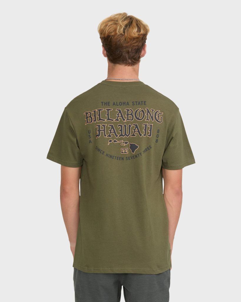 Island Chain Hawaii Short Sleeve Cotton T-Shirt - Military