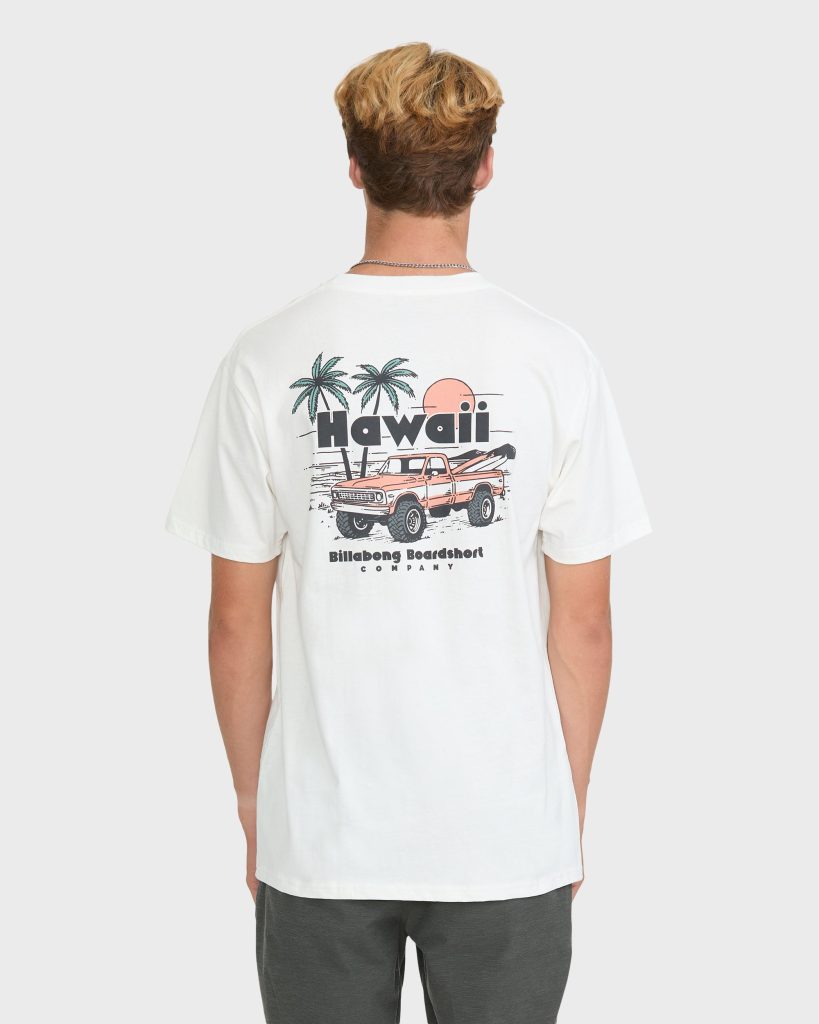 Tools Down Hawaii Basic Short Sleeve Knit T-Shirt - Off White